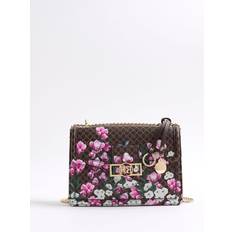 River Island Handbags River Island Floral Monogram Paneled Shoulder Bag - Brown