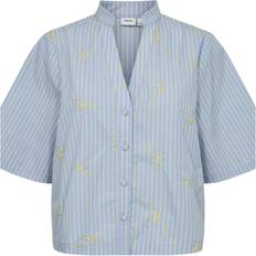 Bluse Numelanie Ss Shirt - Lyseblå/Gul
