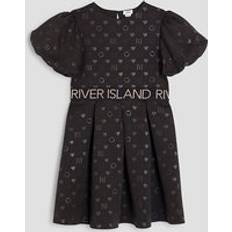 Dresses Children's Clothing River Island Girls Black Embossed Ri Monogram Dress
