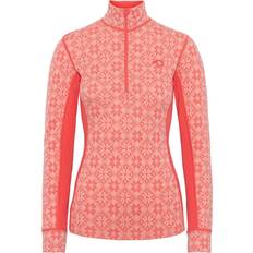 Dame - Rød Svedundertøj Kari Traa Rose Half-Zip Merino Ski Undertøje - Lyserød