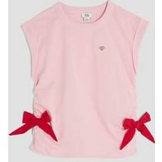 Sleeveless T-shirts Children's Clothing River Island Girls Pink Side Bow T-Shirt