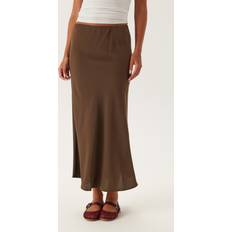 Brun - Midinederdele Pieces Pcfranan HW Midi Skirt - Mørkebrun