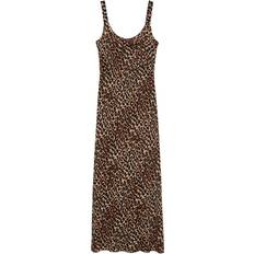 Tøj Mango Leopard Midi Dress Kvinde Black - Ecru/Cognac/Cappuccino/Sort