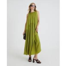 River Island Womens Green Pleated Maxi Dress