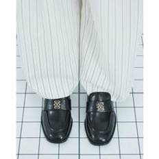 Block Heel Loafers - Black