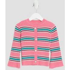 Pink Cardigans River Island Mini Girls Pink Knitted Striped Cardigan