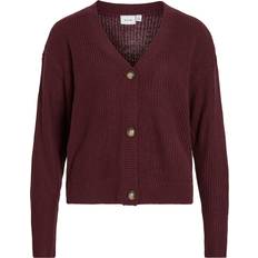 V-ringning Koftor Vila Viaveline V-ringning Stickad Kofta - Aubergine