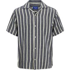 Herre - V-udskæring Skjorter Jack & Jones Plus Skjorte JorCoba Stripe Resort Shirt Blå
