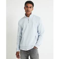 River Island Herr Tröjor River Island Slim Fit Zipped Funnel Neck Sweatshirt - Blue