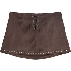 Bershka Bruna Kjolar Bershka Minikjol Mockaimitation Nitar - Brun
