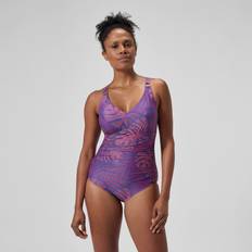 Speedo Shaping Printed V Neck 1 Piece - Lila