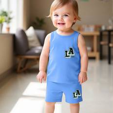 24-36M Other Sets Temu Baby Graphic Tank Top Shorts Set - Casual
