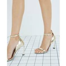 Slippers & Sandals River Island Womens Gold Wide Fit Patent Heeled Sandals
