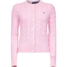 Polo Ralph Lauren Solid Colours Cardigans Polo Ralph Lauren Pink Cable-Knit Cotton Crewneck Cardigan - Pink