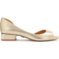 Ull Pumps Kazar Pumps Guld Peep Toe Pumps Med Låg Klack