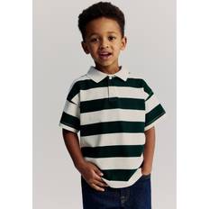 Pikétröjor Barnkläder H&M Boys Striped Cotton Polo Shirt - White/Green