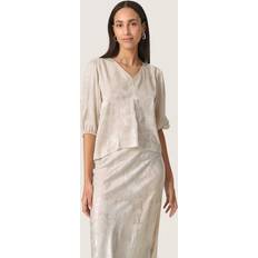 Gold Blouses Soaked in Luxury Kitty Metallic Blouse - Ancient Scroll