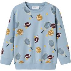 Økologiske Sweatshirts Name It Nmmkeaton Ls Nreg Sweatshirt Organic - Lyseblå/Sepia/Aubergine/Hvid