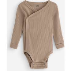 Beige Bodysuits Lindex Ribbed Wrap Bodysuit
