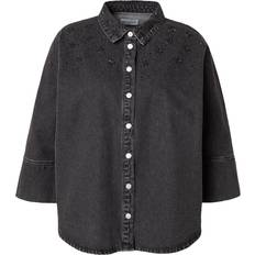 6XL Bluser Only Carmakoma Denimskjorte CarGrace Embellish Dnm Shirt - Sort