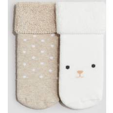 H&M Baby Frottéstrumpor 2-Pack - Beige/Prickig