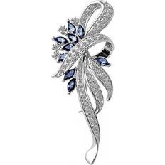 Blue - Women Brooches Kikidex Created Crystal Vintage Flower Brooch Pin - Blue