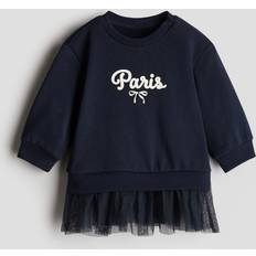 24-36M Klänningar Barnkläder H&M Baby Sweatshirtklänning Med Tyllkjol - Marinblå