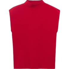 Mango Tops Mango Perkins Neck Knitted Top Woman - Red
