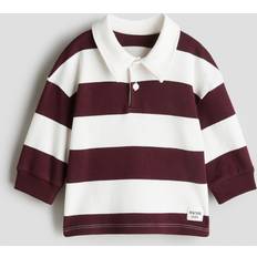 Pikétröjor Barnkläder H&M Baby Rugbytröja Bomull - Vit/Mörkröd