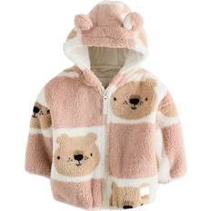 Teddy Bear Print Zip Through Fleece - Brown