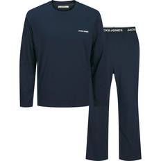 Jack & Jones Jersey Sovplagg Jack & Jones Pyjamas Lång Jaceverest Mörkblå/Vit