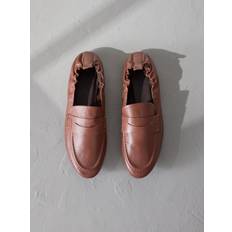 Syntetisk Mokkasiner NEXT Signature Premium Leather Ruched Back Toe Loafers - Tan Brown