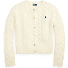 Polo Ralph Lauren XXL Cardigans Polo Ralph Lauren Strickjacke Leinen Kaschmir Mix Zopfmuster - Offwhite
