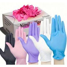 Disposable Nitrile Latex Gloves - Blue/Pink/Black/White/Purple