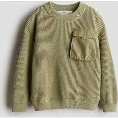 Knitted Sweaters Children's Clothing H&M Flap-Pocket Jumper Boys - Light Khaki Green