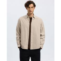 Selected Skjortor Selected Skjorta Slhnoah Brushed Twist Regular Fit - Beige