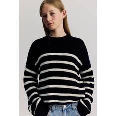 H&M Girls Cotton Blend Jumper - Black/Striped
