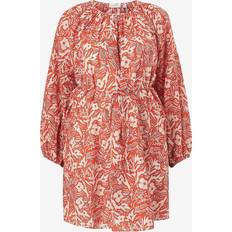 Tommy Hilfiger Multifärgade Klänningar Tommy Hilfiger Curve Klänning Crv CO Silk Voile Knee Dress - Mörkorange Vit