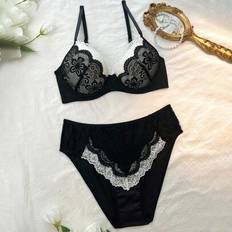 Lingerie Sets Shein Contrast Lace Bra Panty Underwear Set
