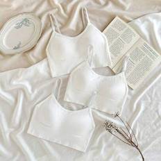 Bralettes Children's Clothing Shein Simple Fashion Solid Color Bralette With Padding - White