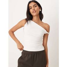 Abercrombie & Fitch Asymmetric Twist One Shoulder Top White