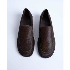 Corrie Real Leather Pony Flat Shoe Loafer - Chocolate