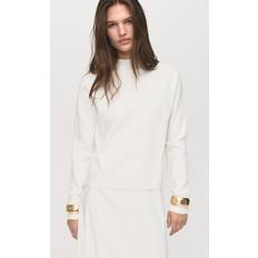 Mango Sweatere Mango Knitted Sweater With Perkins Neck - Hvid