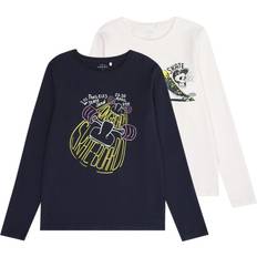 Name It 9-12M Skjorter Name It NkmVux Bluse Shirt - Navy Blazer/Bright White