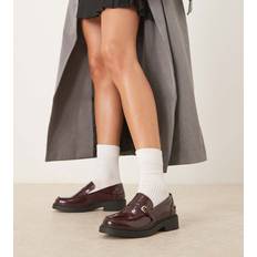 Glamorous Wide Fit Loafers Med Spännen - Vinröd