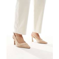 Cremehvide Formelle Slingback Sko Med Spids Tå Hæl - Neutral