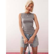 Boat Neck Tank Tops Weekday Annie Super Soft Boat Neck Tank Top - Grey Melange