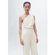 Hvid Jumpsuits & Overalls Mango Long Asymmetrical Draped Jumpsuit Kvinde - Offwhite