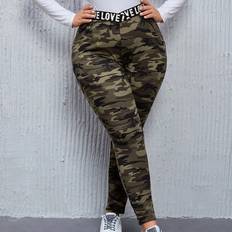 Camouflage - Women Underwear Shein Luneh Plus Size Camo Print Leggings With Letter