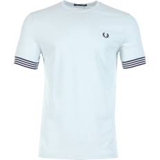 Fred Perry Breathable Clothing Fred Perry Striped Cuff Pique T Shirt Light Ice - Blue